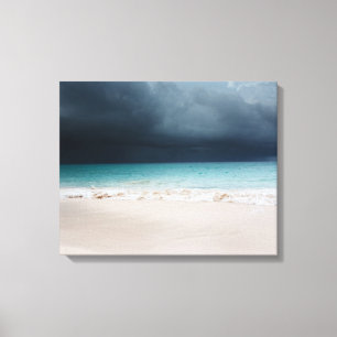 stormachtig strand verpakt canvas afdruk