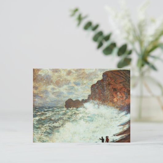 Stormachtig Weer een Etretat, Ruw Zee - Claude Mon Briefkaart (Staand voorkant)