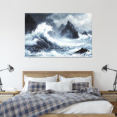 Stormachtig Zee met dramatische Crashing Waves Canvas Afdruk (Insitu (Slaapkamer))