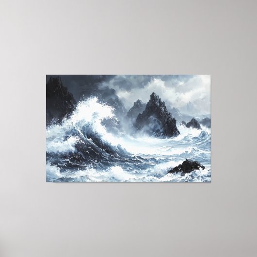 Stormachtig Zee met dramatische Crashing Waves Canvas Afdruk (Voorkant)