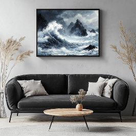 Stormachtig Zee met dramatische Crashing Waves Canvas Afdruk