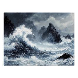 Stormachtig Zee met dramatische Crashing Waves Perfect Poster