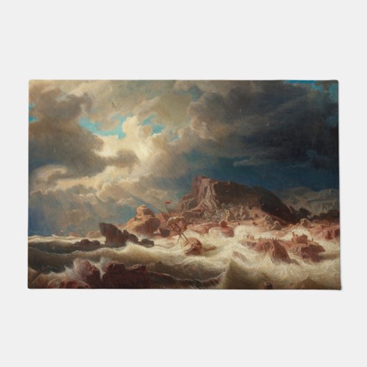 Stormachtig Zee met een scheepswrak (door Marcus L Deurmat (Voorkant)