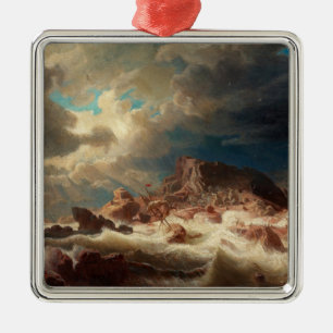 Stormachtig Zee met een scheepswrak (door Marcus L Metalen Ornament