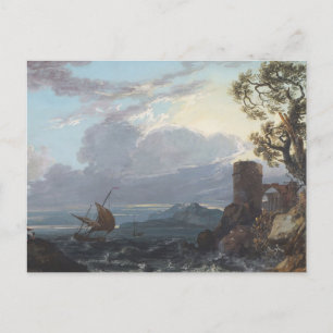 Stormachtig Zee met kasteelruïne en figuren (c.172 Briefkaart