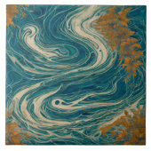 Stormachtig Zee Waterolieverfschilderij No1 Tegeltje (Voorkant)