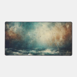 Stormachtige Blauwe Ocea Oude Foto Bureaumat
