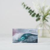 Stormachtige Blauwgroen Blue Ocean Wave Lifeguard Visitekaartje (Staand voorkant)