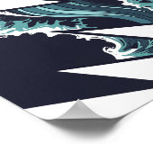 Stormachtige golven en blikseminslagen poster (Hoek)