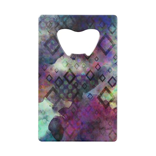 Stormachtige kleurrijke waterverfsamenvatting met creditkaart flessenopener (Voorkant)