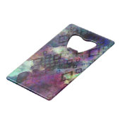 Stormachtige kleurrijke waterverfsamenvatting met creditkaart flessenopener (Voorkant Gekanteld)