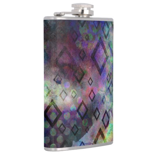 Stormachtige kleurrijke waterverfsamenvatting met heupfles (Rechts)