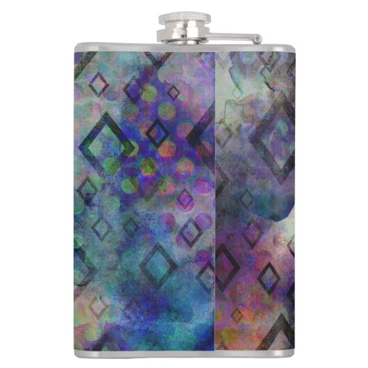 Stormachtige kleurrijke waterverfsamenvatting met heupfles (Achterkant)