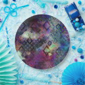 Stormachtige kleurrijke waterverfsamenvatting met papieren bordje (Feest)