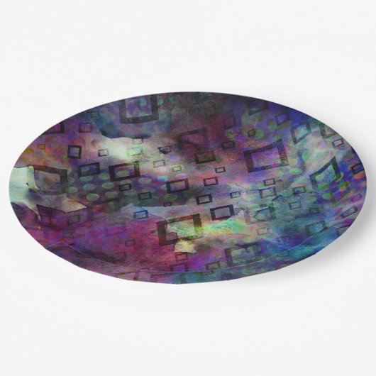 Stormachtige kleurrijke waterverfsamenvatting met papieren bordje (Gekanteld)