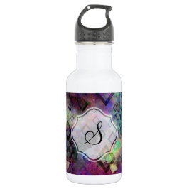 Stormachtige kleurrijke waterverfsamenvatting met waterfles 