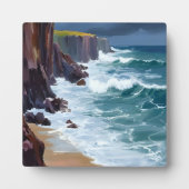 Stormachtige Kust | Schilderij van strand oceaan g Fotoplaat (Voorkant)