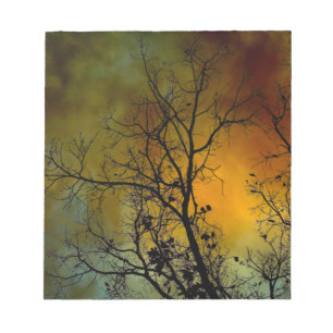 Stormachtige ochtend met boom notitieblok