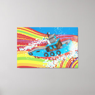 Stormachtige Vissersboot Canvas Afdruk