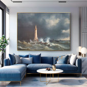 stormachtige vuurtoren dramatische kust canvas afdruk