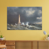 stormachtige vuurtoren dramatische kust canvas afdruk (Insitu (Woonkamer))