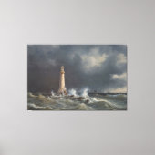 stormachtige vuurtoren dramatische kust canvas afdruk (Voorkant)