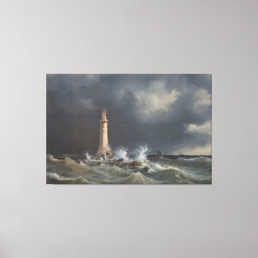stormachtige vuurtoren dramatische kust canvas afdruk (Voorkant)