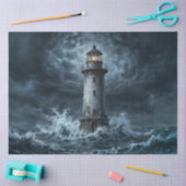 Stormachtige Vuurtoren Oceaan Decoupage Tissuepapier (Craft)