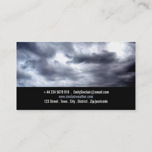 Stormachtige wolken, meteoroloog visitekaartje (Achterkant)