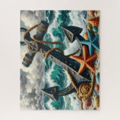Stormachtige Zee Golven Anker Legpuzzel (Verticaal)