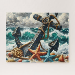 Stormachtige Zee Golven Anker Legpuzzel