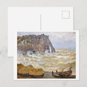 Stormachtige zee in Étretat Monet Briefkaart