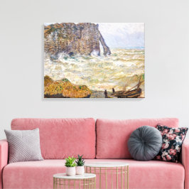 Stormachtige zee in Étretat | Monet | Canvas Afdruk
