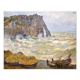 Stormachtige zee in Étretat | Monet | Foto Afdruk