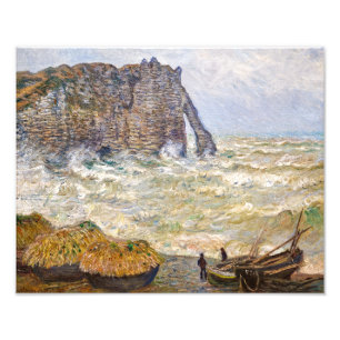 Stormachtige zee in Étretat   Monet   Foto Afdruk