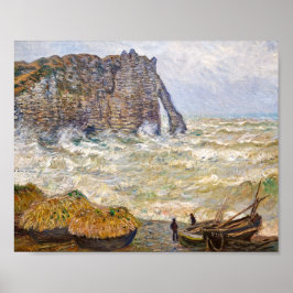 Stormachtige zee in Étretat | Monet | Poster