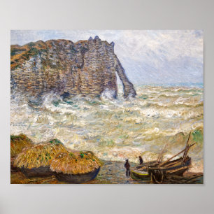 Stormachtige zee in Étretat Monet Poster