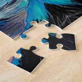 Stormachtige zeeen, bootvuurtoren Moon Abstract Legpuzzel (Zijkant)