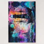 Stormachtige zeeen, bootvuurtoren Moon Abstract Legpuzzel (Verticaal)