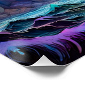 Stormachtige zeeen, bootvuurtoren Moon Abstract Perfect Poster (Hoek)