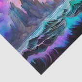 Stormachtige zeeen, bootvuurtoren Moon Abstract Tissuepapier (Detail)