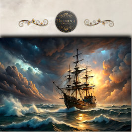 Stormachtige Zeeën Hoog Schip Decoupage Tissuepapier