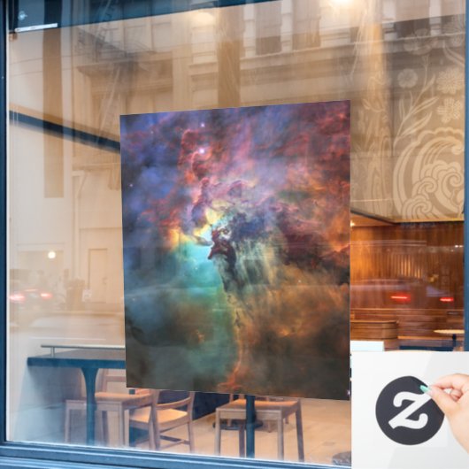 Stormachtige Zeeen van Lagune Nebula in Boogschutt Raamsticker (Cafe Raam)