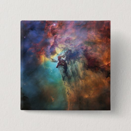 Stormachtige Zeeen van Lagune Nebula in Boogschutt Vierkante Button 5,1 Cm (Voorkant)