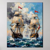 Stormachtige Zeeslag Poster (Voorkant)