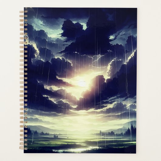 Stormachtige zonsondergang regen over Serene Valle Planner (Voorkant)