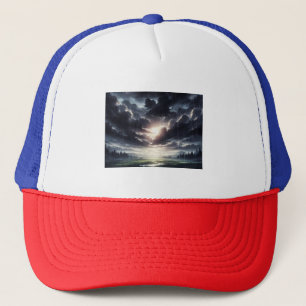 Stormachtige zonsondergang regen over Serene Valle Trucker Pet