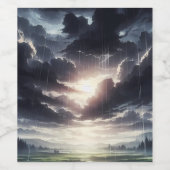 Stormachtige zonsondergang regen over Serene Valle Wijn Etiket (Enkel label)