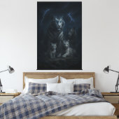 Stormborn White Tiger Family – Thunder Realm Guard Canvas Afdruk (Insitu (Slaapkamer))