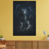 Stormborn White Tiger Family – Thunder Realm Guard Canvas Afdruk (Insitu (Woonkamer))